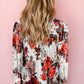 Floral Print Round Neck Long Sleeve Blouse