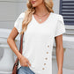 Decorative Button V-Neck Short Sleeve T-Shirt