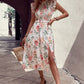 Floral Smocked Butterfly Sleeve Slit Dress