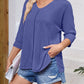 Lovelet Textured Round Neck Three-Quarter Sleeve Blouse