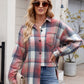 Mandy Pocketed Plaid Collared Neck Long Sleeve Shirt