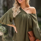 Dropped Shoulder V-Neck Blouse