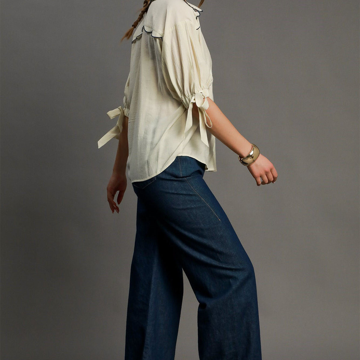 Umgee Full Size Embroidered Detail Button Down Shirt Plus Size