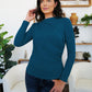 FAM-FAM Ruched Mock Neck Long Sleeve T-Shirt