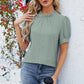 Frill Mock Neck Short Sleeve Eyelet Blouse