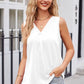 V-Neck Curved Hem Satin Tank