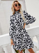 Printed Lantern Sleeve Turtleneck Dress Multicolor