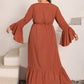 Plus Size V-Neck Flare Sleeve Maxi Dress