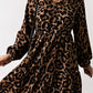 Leopard V-Neck Balloon Sleeve Tiered Dress