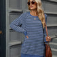 Pocketed Striped Round Neck Long Sleeve T-Shirt