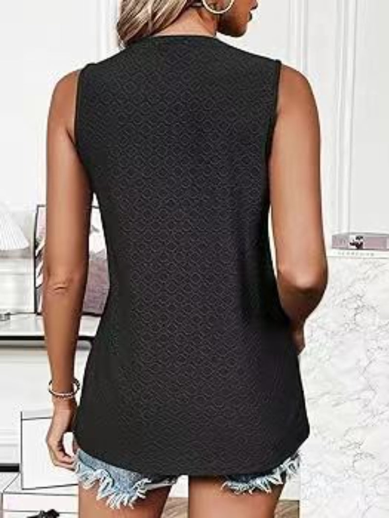 Eyelet Round Neck Tank