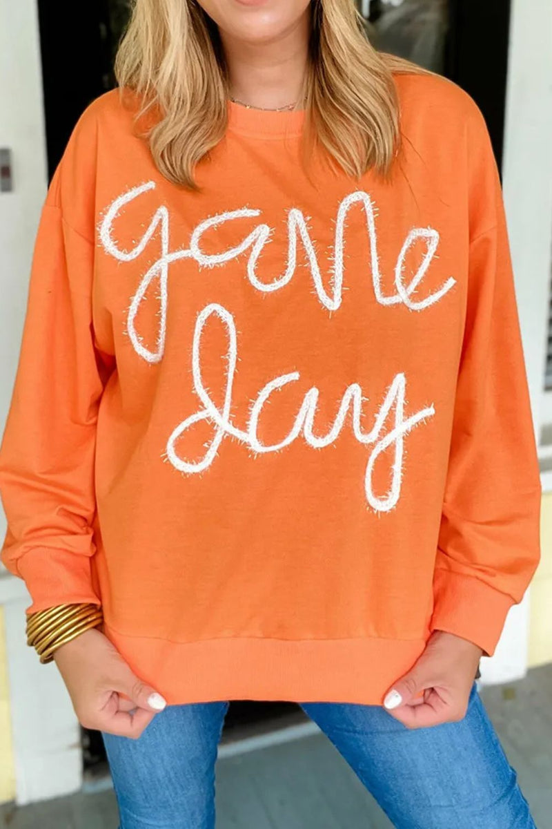 Round Neck Long Sleeve Sweatshirt Sherbet