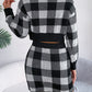 Plaid Round Neck Top and Skirt Sweater Set