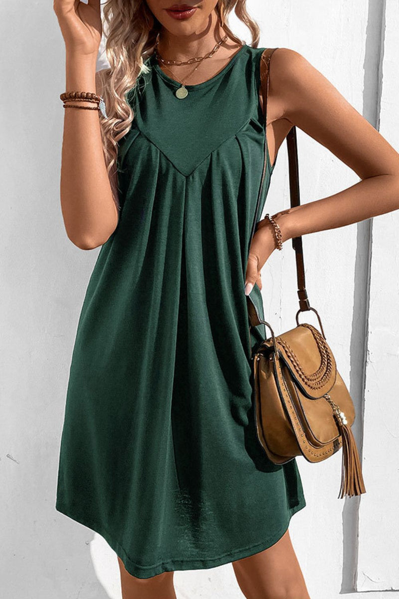 Round Neck Sleeveless Mini Dress Forest