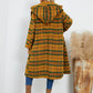 Plaid Long Sleeve Hooded Coat with Pockets