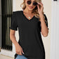 Eyelet Flounce Sleeve Scalloped V-Neck Top