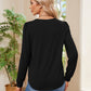 Ruched Round Neck Long Sleeve Blouse