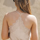 Lace Trim Buttoned Spaghetti Strap Bodysuit