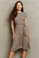 Round Neck Tie Waist Dress Camel