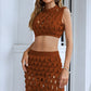 Openwork Cropped Top and Skirt Set