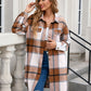 Plaid Button Up Long Sleeve Longline Outerwear