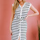 Striped Button Front Tie Waist Dress