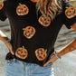 Sequin Pumpkin Round Neck Short Sleeve T-Shirt