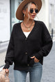 Button-Up Dropped Shoulder Cardigan Black