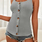 Decorative Button Ribbed Square Neck Tank