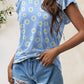 Printed Round Neck Short Sleeve T-Shirt