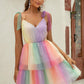 Gradient Tie-Shoulder Layered Dress