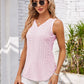 Eyelet Decorative Button V-Neck Tank