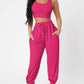 Wide Strap Top and Drawstring Joggers Set