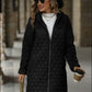 Texture Zip Up Long Sleeve Hooded Coat