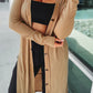 Button Up High-Low Long Sleeve Slit Cardigan