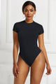 Round Neck Short Sleeve Bodysuit Black
