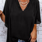 Ruched Notched Half Sleeve Blouse