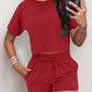 Full Size Round Neck Short Sleeve Top and Shorts Set