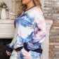 Plus Size Tie-Dye Long Sleeve Top and Shorts Set