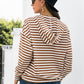 Striped Half-Button Dropped Shoulder Hoodie