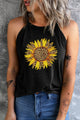 Sunflower Graphic Round Neck Tank Black