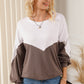 Contrast Round Neck Lantern Sleeve Sweatshirt