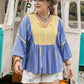 Plus Size Ruched Tie Neck Balloon Sleeve Blouse