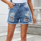 Distressed Raw Hem Denim Shorts