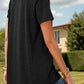 Full Size Half Button Short Sleeve T-Shirt