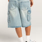 Mid-Rise Waist Denim Shorts with Pockets