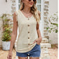 Full Size Decorative Button Eyelet Tied Tank