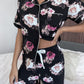 Floral Short Sleeve Shirt and Pants Lounge Set