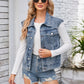 Button Up Cap Sleeve Denim Jacket