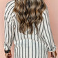 Pocketed Striped Collared Neck Long Sleeve Shirt